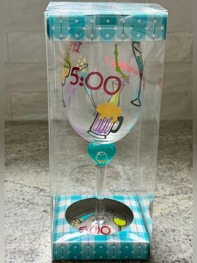 NWT Formation Brands Colorful Fun Drinks It’s 5:00 Somewhere! Stemmed Wine Glass